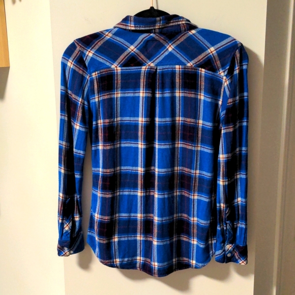 Rails Hunter flannel button down shirt, blue plaid, medium - Picture 4 of 6